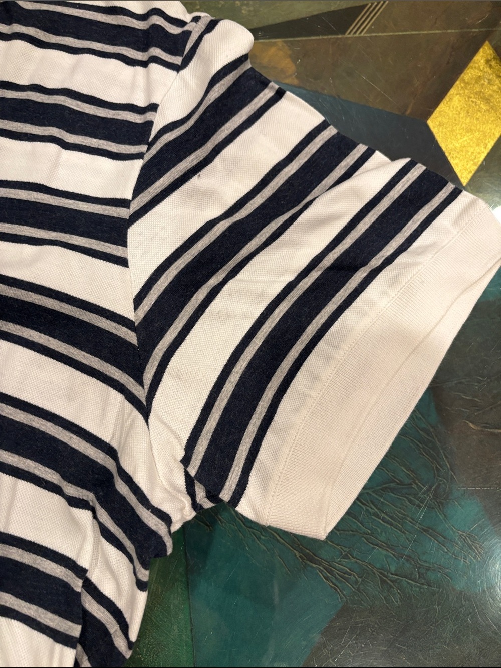 Salvatore Ferragamo Navy and White Striped Polo Shirt - Picture 4 of 6